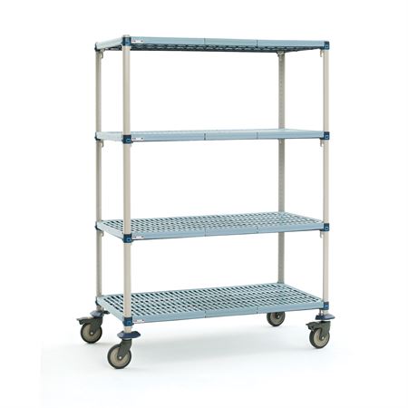 MetroMax Q Antibac Storage Cart with Grid Shelves 68"H 18"W x 48"D