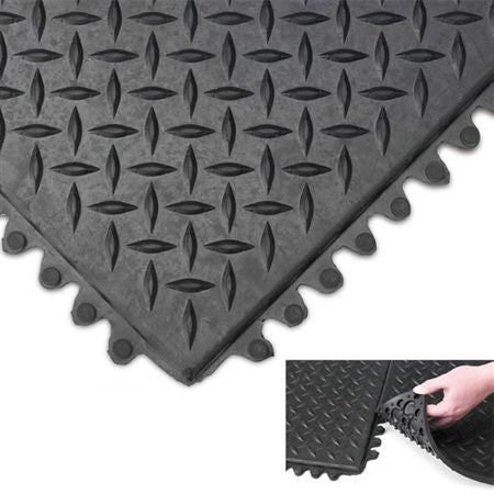 Modular Interlocking Build-Your-Own Mat Modular Interlocking Build-Your-Own Mat - Black - 3'W x 3'L - 1/2" Thick