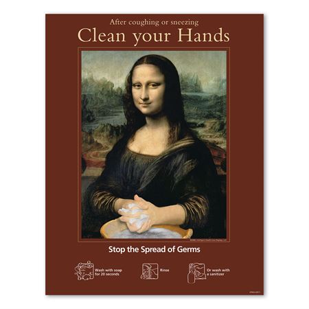 8.5"W x 11"H Mona Lisa - Clean Your Hands