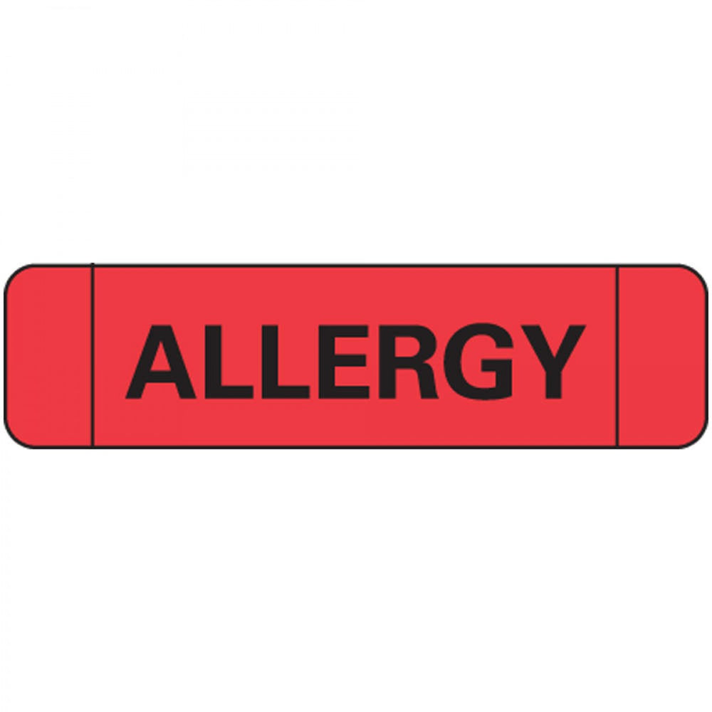 Label Paper Permanent Allergy 1" Core 1 1/2" X 3/8" Red 500 Per Roll