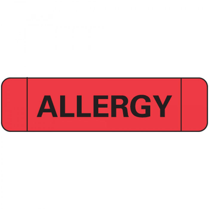 Label Paper Permanent Allergy 1" Core 1 1/2" X 3/8" Red 500 Per Roll