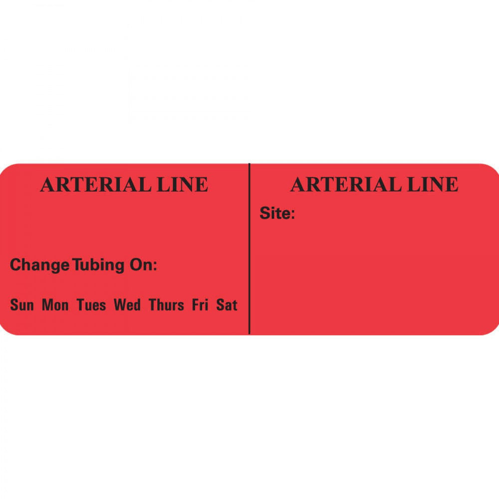 Iv Label Paper Permanent Arterial Line 1" Core 2 15/16" X 1 Red 500 Per Roll