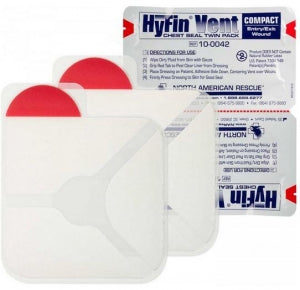 North American Rescue HyFin Vent Compact Chest Seals - HyFin Vent Compact Chest Seal 2-Pack, 4.75" x 4.75" - 10-0042