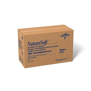 Medline NatureSoft Dry Disposable Cleansing Wipe - NatureSoft Flushable Dry Cleansing Wipes, 9" x 13" - NATURESOFT913