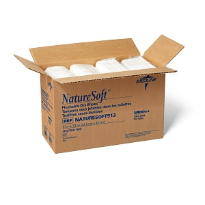 Medline NatureSoft Dry Disposable Cleansing Wipe - NatureSoft Flushable Dry Cleansing Wipes, 9" x 13" - NATURESOFT913