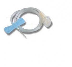 Exel International Scalp Vein Butterfly Sets - Scalp Vein Set, 23G x 3/4", 12" Tubing, Light Blue - 26706