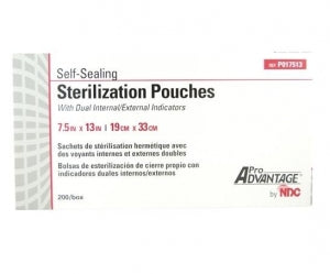 Pro Advantage Self-Sealing Sterilization Pouches - Sterilization Pouch, 7-1/2" x 13" - P017513