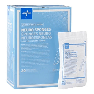 Medline X-Ray Detectable Neuro Sponge Patties - X-Ray Detectable Sterile Neuro Sponge, 1/2" x 1", 10/Pack - NEUROSPNG06