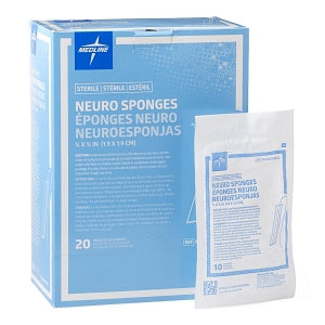 Medline X-Ray Detectable Neuro Sponge Patties - X-Ray Detectable Sterile Neuro Sponge, 3/4" x 3/4", 10/Pack - NEUROSPNG11