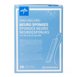 Medline X-Ray Detectable Neuro Sponge Patties - X-Ray Detectable Sterile Neuro Sponge, 1" x 1", 10/Pack - NEUROSPNG13