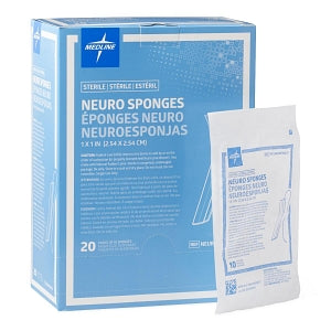 Medline X-Ray Detectable Neuro Sponge Patties - X-Ray Detectable Sterile Neuro Sponge, 1" x 1", 10/Pack - NEUROSPNG13