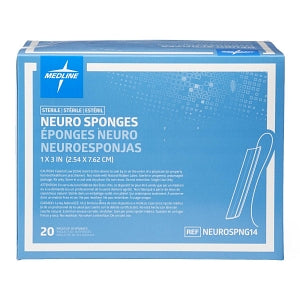 Medline X-Ray Detectable Neuro Sponge Patties - X-Ray Detectable Sterile Neuro Sponge, 1" x 3", 10/Pack - NEUROSPNG14