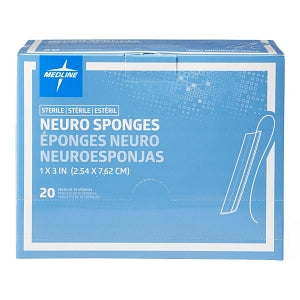 Medline X-Ray Detectable Neuro Sponge Patties - X-Ray Detectable Sterile Neuro Sponge, 1" x 3", 10/Pack - NEUROSPNG14