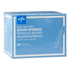 Medline X-Ray Detectable Neuro Sponge Patties - X-Ray Detectable Sterile Neuro Sponge, 1" x 3", 10/Pack - NEUROSPNG14