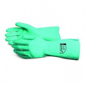 Superior Glove Chemstop 13"L Nitrile Gloves - Chemstop Nitrile Unlined Industrial Gloves, 12 Mil, 13", Green, Size XL - NI3012-10