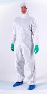 Ansell Healthcare BioClean-D Drop-Down Coveralls - Pouch Style Facemask with Headloops, White - BDBN