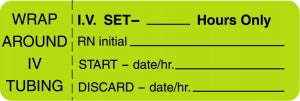 Centurion Centurion Nursing IV Tubing Labels - Fluorescent Green Wraparound IV Set Hours Label - NL11