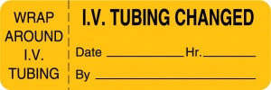 Centurion Centurion Nursing IV Tubing Labels - Orange Wraparound IV Tubing Changed Date and Time Label - NL1459