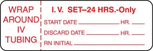 Centurion Centurion Nursing IV Tubing Labels - White Wraparound IV Set-24 Hours Only Label - NL173