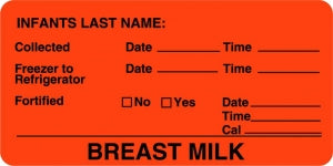 Centurion Centurion General Nursing Labels - Fluorescent Red Breast Milk  General Nursing Label - NL2607