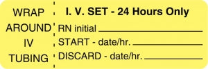 Centurion Centurion Nursing IV Tubing Labels - Yellow Wraparound IV Tubing 24 Hours Label - NL87Y