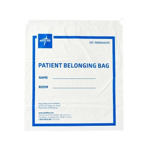 Medline Plastic Patient Belonging Bag with Drawstring - Patient Belongings Bag with Drawstring, 18" x 20", White - NON026310