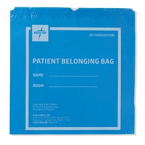 Medline Plastic Patient Belonging Bag with Drawstring - Patient Belongings Bag with Drawstring, 20" x 20", Blue - NON026315BLH