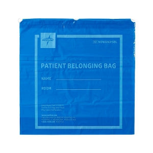 Medline Plastic Patient Belonging Bag with Drawstring - Patient Belongings Bag with Drawstring, 20" x 20", Blue - NON026315BL