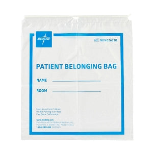 Medline Plastic Patient Belonging Bag with Drawstring - Patient Belongings Bag with Drawstring, 18" x 20", Clear - NON026330