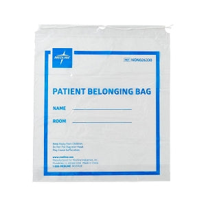 Medline Plastic Patient Belonging Bag with Drawstring - Patient Belongings Bag with Drawstring, 18" x 20", Clear - NON026330