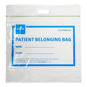 Medline Plastic Patient Belonging Bag with Patch Handle - Clear Plastic Patient Belonging Bag with Zipper Patch Handle, 20" x 21" x 4" - NON026331