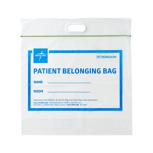 Medline Plastic Patient Belonging Bag with Patch Handle - Clear Plastic Patient Belonging Bag with Zipper Patch Handle, 20" x 21" x 4" - NON026331