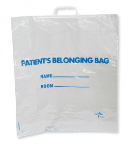 Medline Plastic Patient Belonging Bag with Rigid Handle - Rigid Handle Plastic Bag, Patient Belonging, 18" x 20" x 3.5", Clear - NON02634015