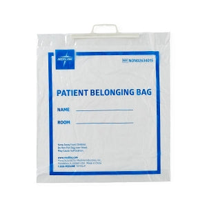 Medline Plastic Patient Belonging Bag with Rigid Handle - Rigid Handle Plastic Bag, Patient Belonging, 18" x 20" x 3.5", Clear - NON02634015