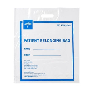 Medline Plastic Patient Belonging Bag with Patch Handle - Clear Plastic Patient Belonging Bag with Patch Handle, 18" x 20" x 4" - NON026360