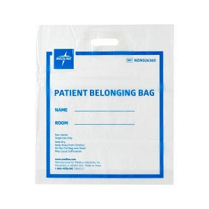 Medline Plastic Patient Belonging Bag with Patch Handle - Clear Plastic Patient Belonging Bag with Patch Handle, 18" x 20" x 4" - NON026360