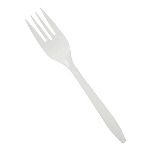 Medline Disposable White Plastic Forks - White Polypropylene Medium Weight Fork, 5.75" - NON0420020