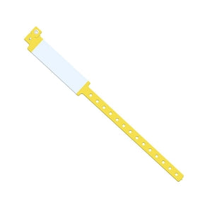 Medline Tamper Resistant Snap Closure Wide Face ID Bands - Vinyl ID Band with White Block, Adult, Yellow - NON050315