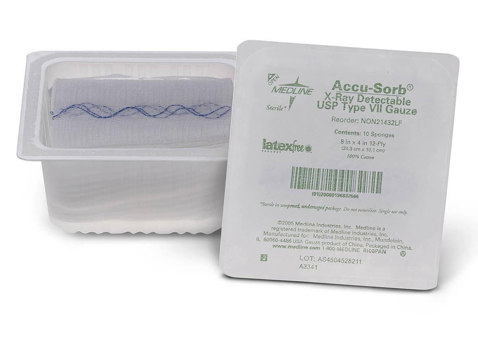 Sterile 100% Cotton X-Ray Detectable Gauze Sponges