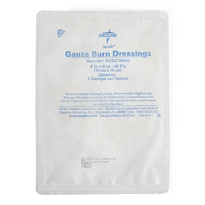 Medline Cotton Burn Dressings - Sterile Burn Dressing, 6" x 6", 45 Ply - NON216645