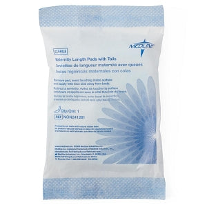 Medline Sterile Belted Maternity Pads with Tails - Sterile Maternity Pads with Tails, 11", Individually Wrapped, 12 Pads / Bag, 24 Bags / Case - NON241281