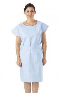 Medline Scrim Patient Exam Gown - Scrim Patient Gown, 30" x 42", Blue - NON24247