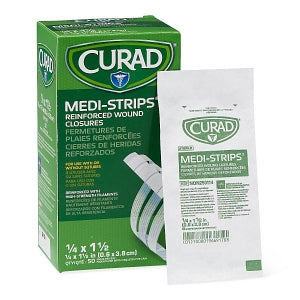 Medline CURAD Medi-Strip Reinforced Wound Closures - CURAD Sterile Medi-Strip Wound Closure, 1/4" x 1-1/2" - NON250114