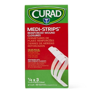 Medline CURAD Medi-Strip Reinforced Wound Closures - CURAD Sterile Medi-Strip Wound Closure, 1/4" x 3" - NON250314