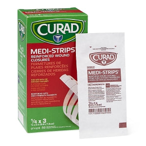 Medline CURAD Medi-Strip Reinforced Wound Closures - CURAD Sterile Medi-Strip Wound Closure, 1/4" x 3" - NON250314