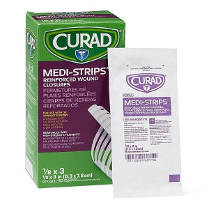 Medline CURAD Medi-Strip Reinforced Wound Closures - CURAD Sterile Medi-Strip Wound Closure, 1/8" x 3" - NON250318