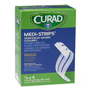 Medline CURAD Medi-Strip Reinforced Wound Closures - CURAD Sterile Medi-Strip Wound Closure, 1/2" x 4" - NON250412