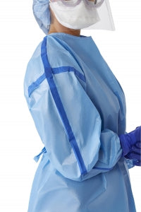 Medline Coated Chemotherapy Isolation Gowns - Coated Chemotherapy Isolation Gown, Blue, Size M - NON25457M