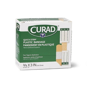 Medline Quick Strip Plastic Adhesive Bandages - Quick Strip Plastic Sterile Adhesive Bandages, 0.75" x 3" - NON25500QS