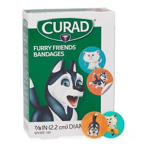 Medline CURAD Furry Friends Adhesive Bandages - CURAD Furry Friends Plastic Adhesive Bandage, 7/8" dia. Spot - NON25503